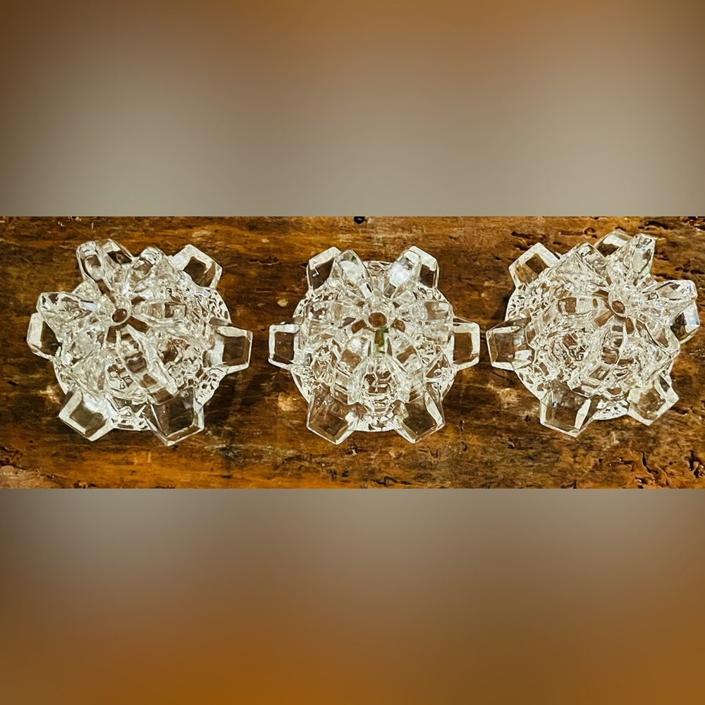 Hadeland Norway ‘Istid’ Crystal Taper Candle Holders Art Glass, Vintage